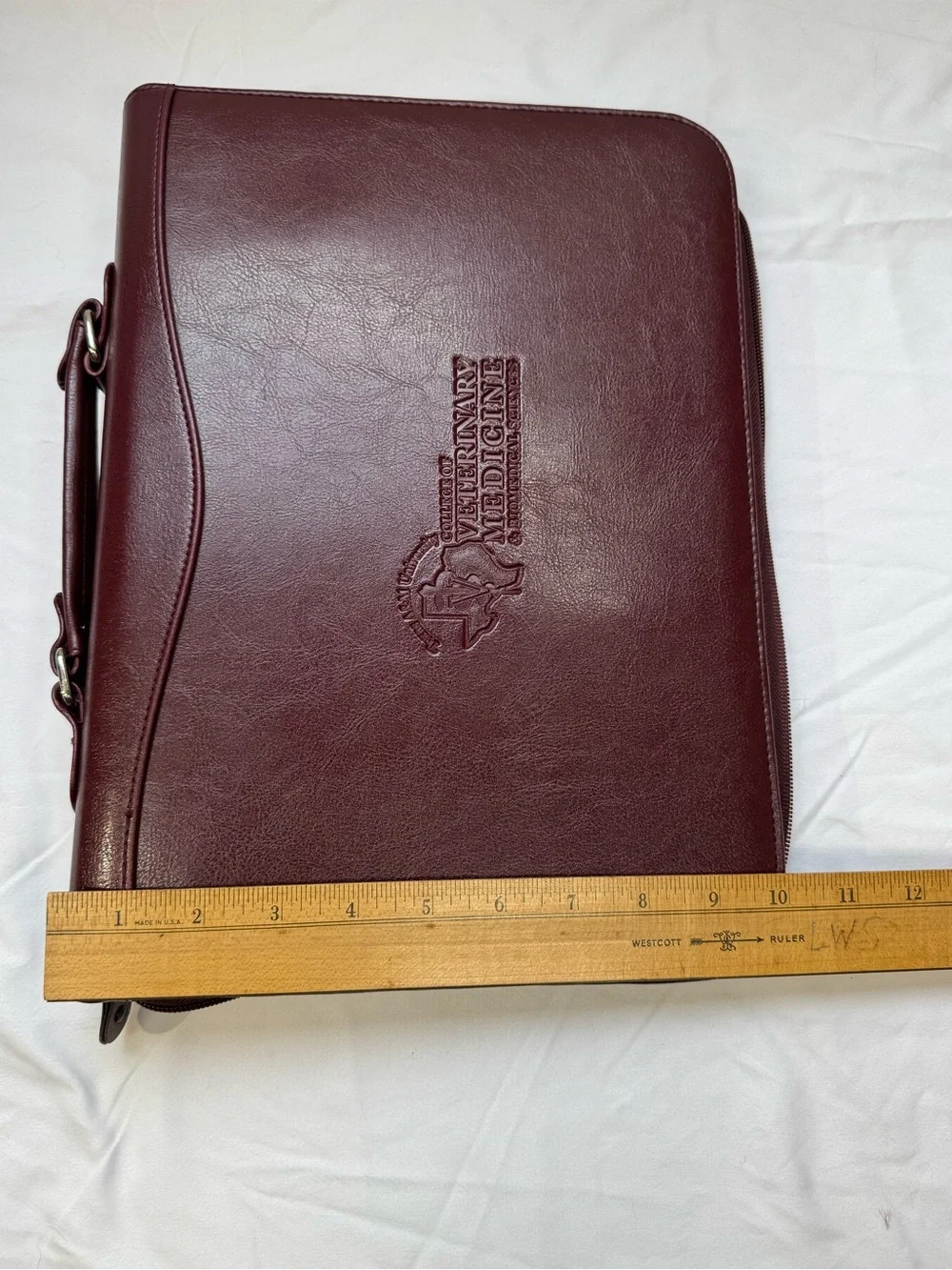 Texas A&M Vet Med Embossed Leather Portfolio Maroon Aggies Grad Gift DVM